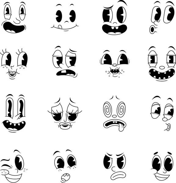 Conjunto Diferentes Expresiones Faciales Caras Arte — Archivo Imágenes Vectoriales