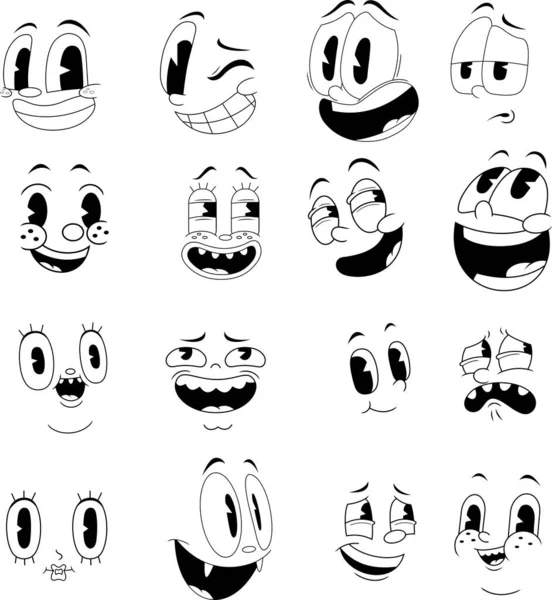 Set Different Facial Expressions Faces Art — Stock Vector