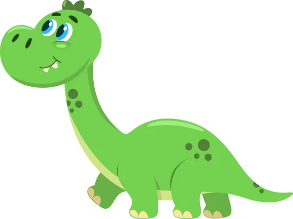 Grüne Cartoon Illustration Des Niedlichen Dinosauriers — Stockvektor