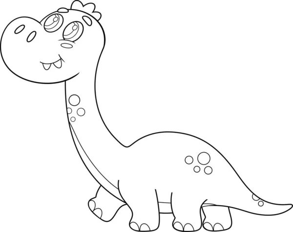 Cartoon Illustration Cute Dinosaur Coloring Image — Stock Vector
