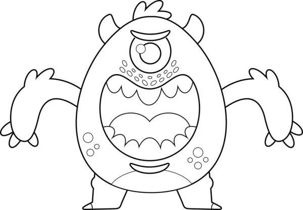 Desenho Animado Ilustração Rugido Monstro Irritado Colorir Imagem — Vetor de Stock