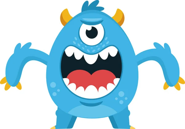 愤怒怪物咆哮的蓝色卡通画 — 图库矢量图片