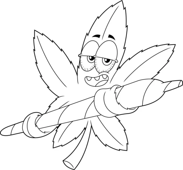 Personaje Dibujos Animados Hoja Marihuana Gracioso Perfilado — Vector de stock