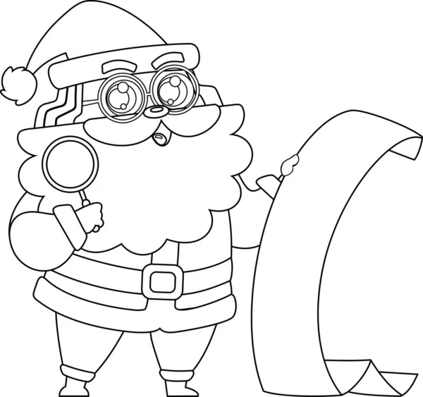 Descritto Babbo Natale Personaggio Dei Cartoni Animati Possesso Rotolo Carta — Vettoriale Stock