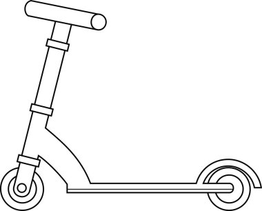 Çizgi film Tekme Scooter 'ı özetledim. Vektör El Çizimi Görünümü Şeffaf Arkaplanda İzole Edildi