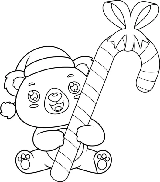 家喻户晓的可爱圣诞玩具熊卡通人物手持礼物糖果 在透明背景下孤立的矢量手绘图解 — 图库矢量图片
