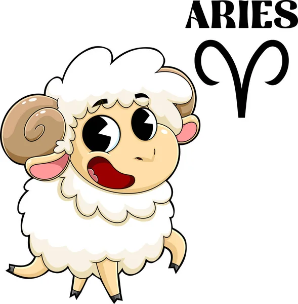 Aries Ram Caráter Dos Desenhos Animados Horóscopo Signo Zodíaco Ilustração — Vetor de Stock