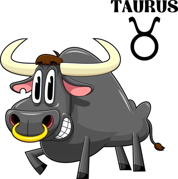Taurus Cartoon Character Horoscoop Zodiac Teken Vector Met Hand Getekend — Stockvector