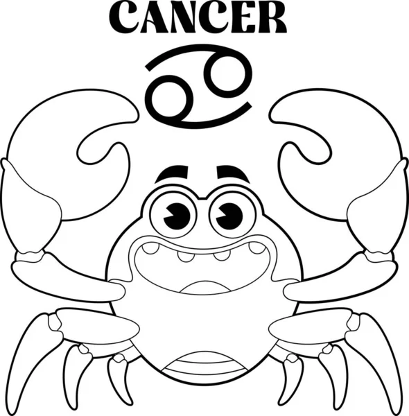 Kanker Cartoon Karakter Horoscoop Zodiak Sign Vector Met Hand Getekend — Stockvector