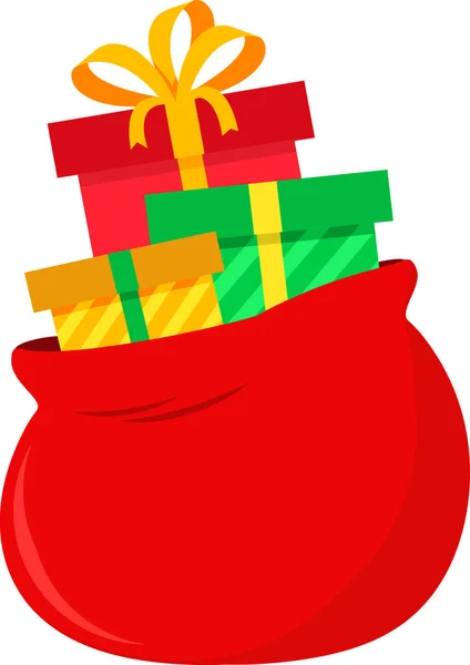クリスマス漫画赤オープンサンタバッグギフト 透明な背景で分離されたベクトルイラスト素材フラットデザイン — ストックベクタ