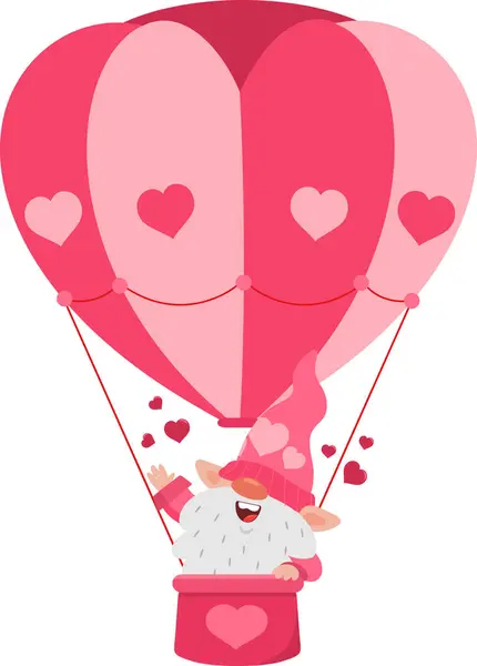 热气球中的丘比特 情人节卡片上有可爱的丘比特 — 图库矢量图片