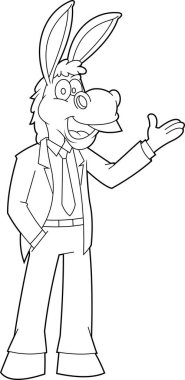 İş Eşeği Çizgi Filmi Karakteri konuşuyor. Vektör El Çizimi Görünümü Şeffaf Arkaplanda İzole Edildi