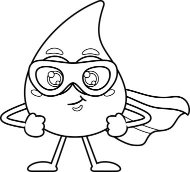 Kan Damlası çizgi film maskotu süper kahraman. Görüntü Beyaz Arkaplanda İzole Edildi