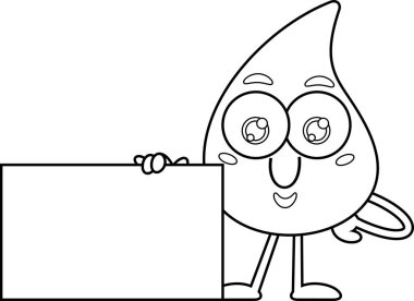 Kan Damlası Maskot Karakteri 'nde boş kart var. Görüntü Beyaz Arkaplanda İzole Edildi