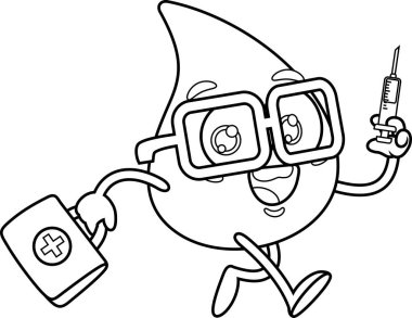 Şırıngalı Kanlı Maskot Karakteri. Görüntü Beyaz Arkaplanda İzole Edildi