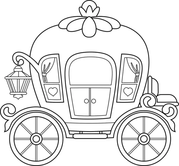 Cartoon Beautiful Princess Carriage Vector Hand Drawn Illustration Isolated Transparent — Stock Vector