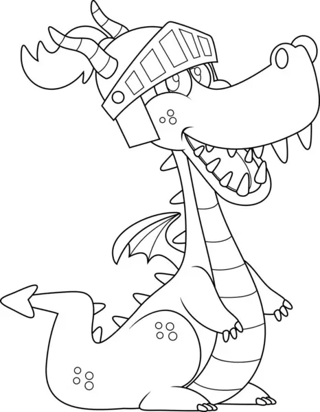 Cavaleiro Dragão Bonito Personagem Dos Desenhos Animados Com Capacete Ilustração — Vetor de Stock