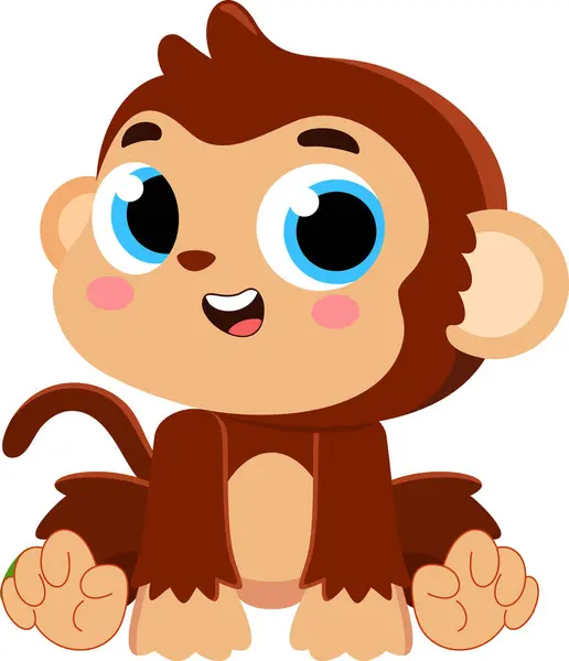 Мила Мавпа Мавпа Мультфільм Персонажа Векторна Ілюстрація Плоский Дизайн Ізольовано — стоковий вектор