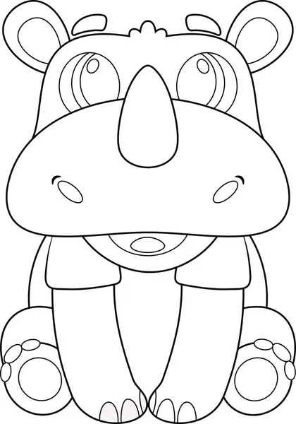 Personagem Bonito Dos Desenhos Animados Rinoceronte Bebê Ilustração Vetorial Design — Vetor de Stock