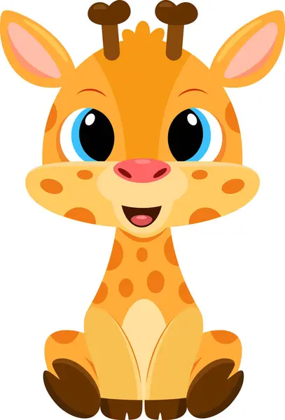 Şirin Bebek Zürafa Çizgi Film Karakteri Vektör Resimli Düz Tasarım — Stok Vektör
