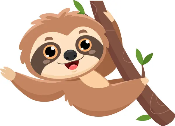 Χαριτωμένο Μωρό Sloth Cartoon Χαρακτήρα Διάνυσμα Εικονογράφηση Επίπεδη Σχεδίαση Απομονώνονται Εικονογράφηση Αρχείου