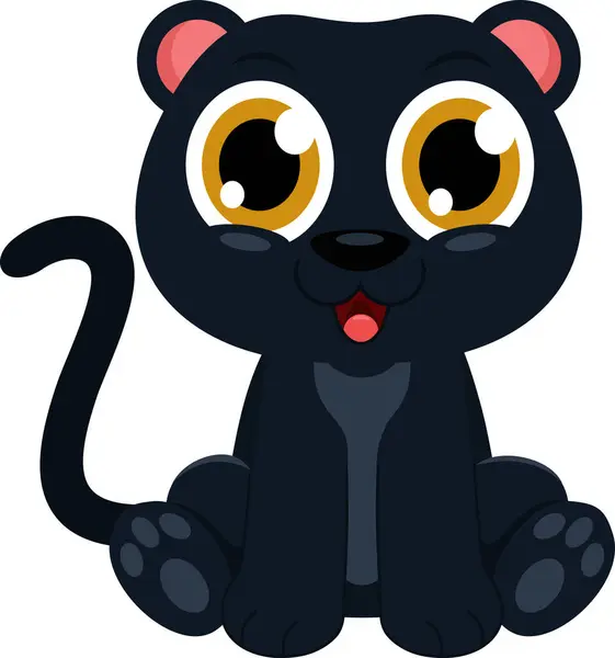 Niedliche Baby Panther Cartoon Figur Vektor Illustration Flachbild Isoliert Auf Stockillustration