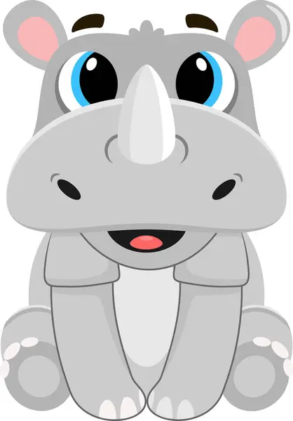귀여운 코뿔소 캐릭터 배경에 일러스트레이션 디자인 벡터 그래픽