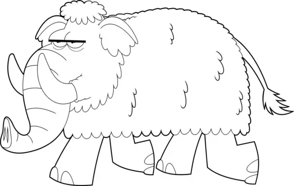 Mammut Animal Cartoon Figur Läuft Vector Hand Gezeichnete Illustration Isoliert — Stockvektor
