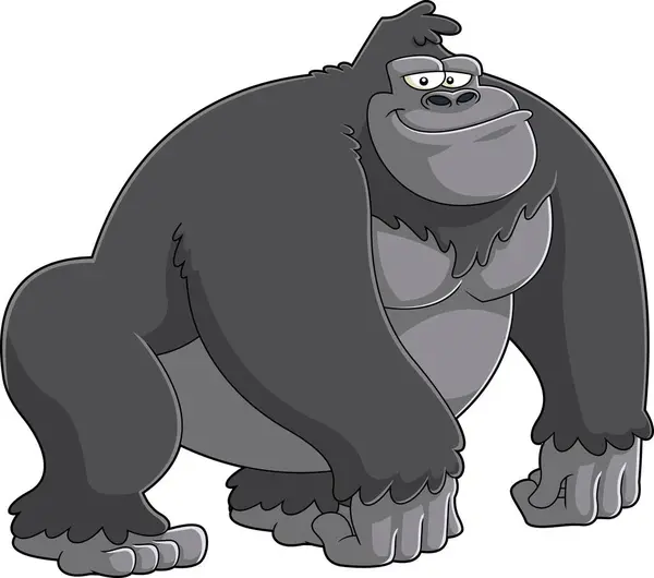Gorilla Animal Cartoon Character Vector Hand Drawn Illustration Isolated Transparent — Stock Vector