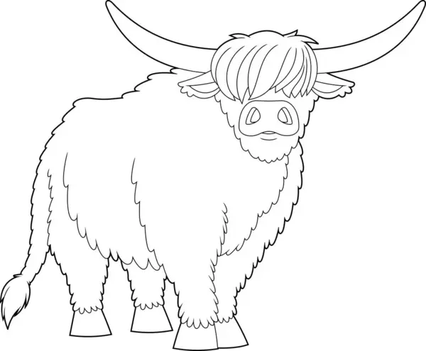 Highland Cow Animal Cartoon Character Vector Hand Drawn Illustration Isolated — Stock Vector