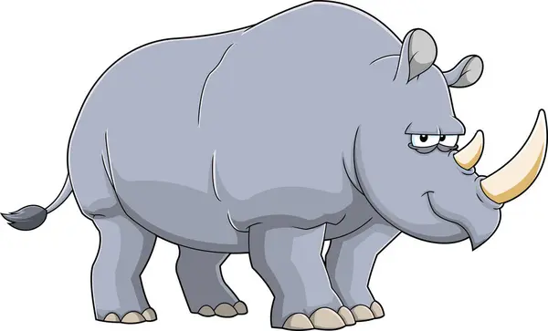 Personaje Dibujos Animados Animales Rinocerontes Ilustración Dibujada Mano Vectorial Aislada — Archivo Imágenes Vectoriales