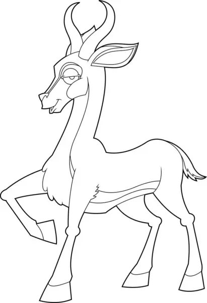Caractère Dessin Animé Animal Springbok Illustration Dessinée Main Vectorielle Isolée — Image vectorielle