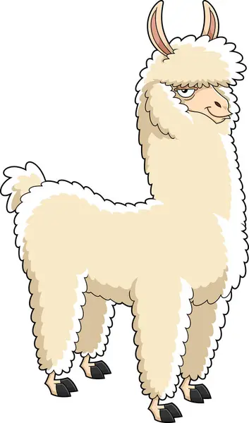 Lama Animal Cartoon Charakter Vector Hand Gezeichnete Illustration Isoliert Auf lizenzfreie Stockillustrationen