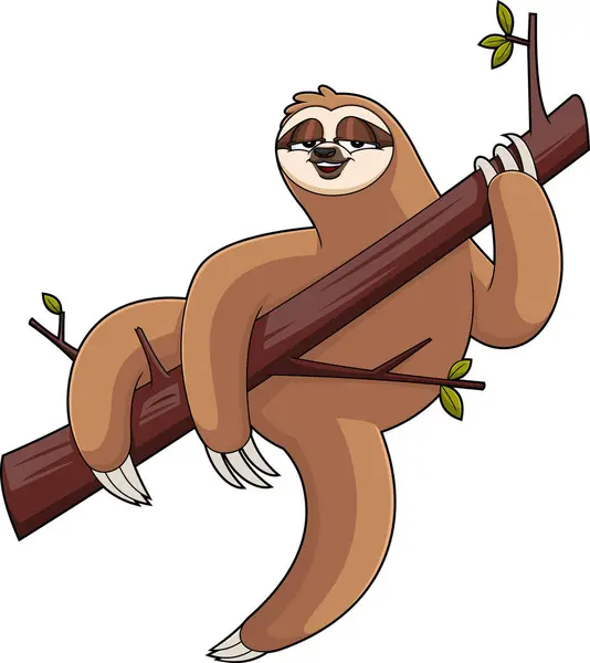 Sloth Állat Rajzfilm Karakter Vektor Kézzel Rajzolt Illusztráció Izolált Átlátható Jogdíjmentes Stock Vektorok