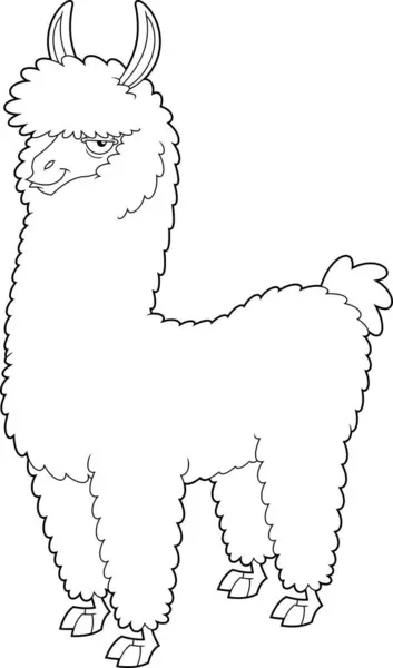 Brown Llama Animal Caráter Dos Desenhos Animados Ilustração Desenhada Mão Ilustração De Stock
