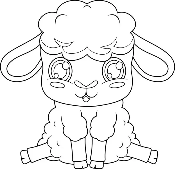 Cute Baby Sheep Animal Cartoon Character Vector Illustration Flat Design Vector Graphics