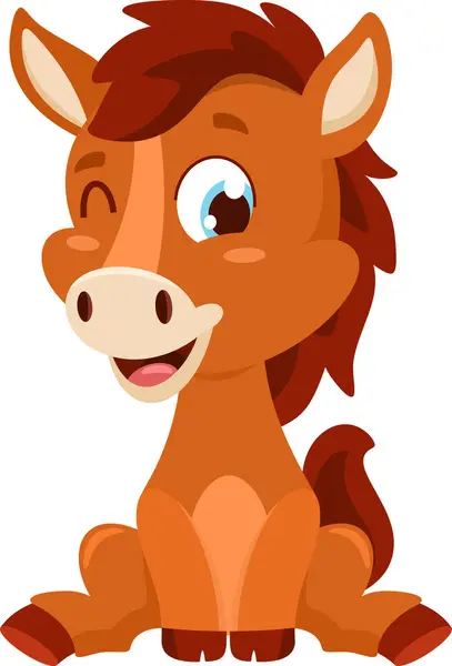 Niedliche Baby Horse Animal Cartoon Charakter Vektor Illustration Flachbild Isoliert Vektorgrafiken