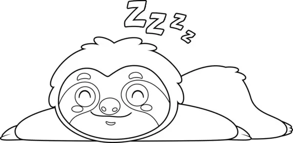 Esboçado Engraçado Preguiça Bonito Personagem Dos Desenhos Animados Dormindo Ilustração Gráficos Vetores