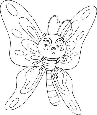 Komik Kelebek Çizgi Filmi Karakteri. Vektör El Çizimi Görünümü Şeffaf Arkaplanda İzole Edildi