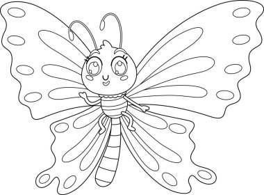 Komik Kelebek Çizgi Filmi Karakteri. Vektör El Çizimi Görünümü Şeffaf Arkaplanda İzole Edildi