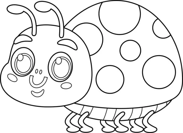 Χαριτωμένη Ladybug Cartoon Χαρακτήρας Διάνυσμα Εικονογράφηση Επίπεδη Σχεδίαση Απομονώνονται Διαφανές Διανυσματικά Γραφικά