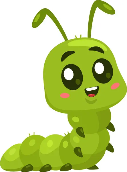 Cute Caterpillar Cartoon Character Vector Illustration Flat Design Isolated Transparent Stock Vector