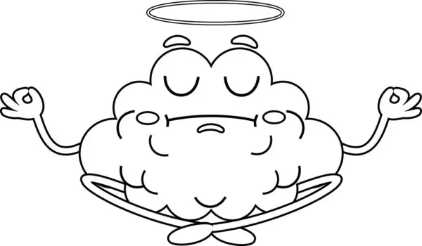 Outlined Cute Brain Cartoon Character Meditating Vector Hand Drawn Illustration lizenzfreie Stockvektoren