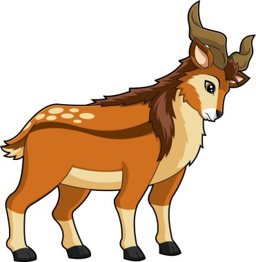 Markhor Hayvan çizgi filmi karakteri. Vektör El Çizimi Resimleri Beyaz Arkaplanda İzole Edildi