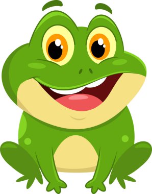Tatlı Kurbağa Hayvan Çizgi Filmi Karakteri. Vektör Resimli Düz Tasarım Şeffaf Arkaplanda İzole Edildi