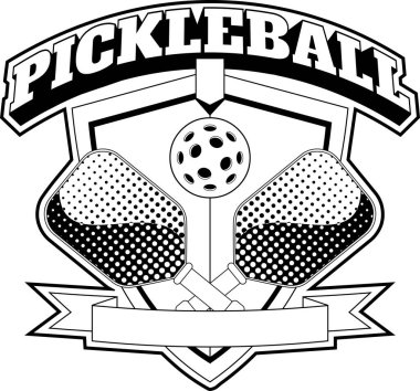 Pickleball Grafik Logo Tasarımı. Vektör El Çizimi Görünümü Şeffaf Arkaplanda İzole Edildi