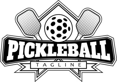 Pickleball Grafik Logo Tasarımı. Vektör El Çizimi Görünümü Şeffaf Arkaplanda İzole Edildi