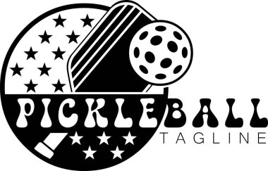 Black Pickleball Grafik Logo Tasarımı. Vektör El Çizimi Görünümü Şeffaf Arkaplanda İzole Edildi