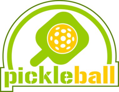 Raket ve Top ile Pickleball Grafik Tasarım Logosu. Vektör El Çizimi Görünümü Şeffaf Arkaplanda İzole Edildi