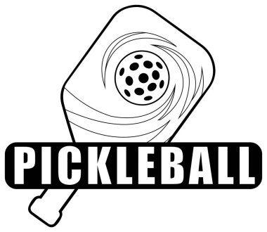 Pickleball Grafik Logo Tasarımı. Vektör El Çizimi Görünümü Şeffaf Arkaplanda İzole Edildi